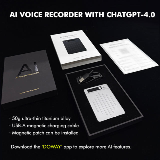 AI Smart Voice Recorder with Transcription &amp; Summary | 64GB, Bluetooth, 40H Recording, MagSafe, 80+ Languages RC-SA001