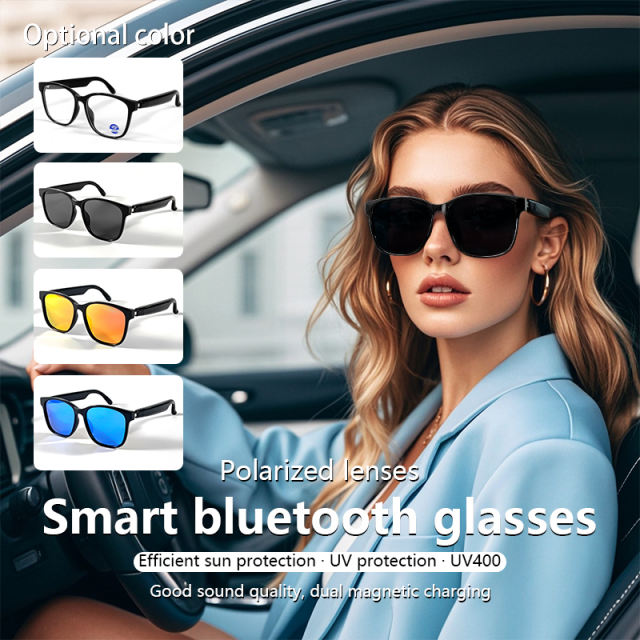 AI Smart Bluetooth Audio Glasses with AI Voice Control, Polarized UV400 Lenses, HD Calls, Music Playback, Touch Control & Magnetic Charging，RC-SG010