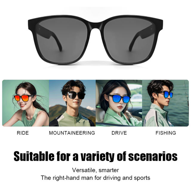 AI Smart Bluetooth Audio Glasses with AI Voice Control, Polarized UV400 Lenses, HD Calls, Music Playback, Touch Control & Magnetic Charging，RC-SG010