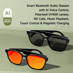 AI Smart Bluetooth Audio Glasses with AI Voice Control, Polarized UV400 Lenses, HD Calls, Music Playback, Touch Control & Magnetic Charging，RC-SG010
