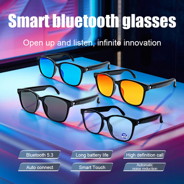 AI Smart Bluetooth Audio Glasses with AI Voice Control, Polarized UV400 Lenses, HD Calls, Music Playback, Touch Control & Magnetic Charging，RC-SG010