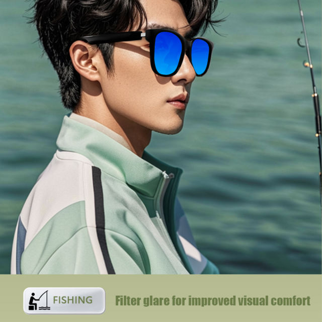 AI Smart Bluetooth Audio Glasses with AI Voice Control, Polarized UV400 Lenses, HD Calls, Music Playback, Touch Control & Magnetic Charging，RC-SG010