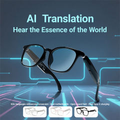 AI Smart Translation Glasses with Bluetooth Calling, Music, Voice Assistant, UV400 Blue Light Blocking, Touch Control, Waterproof Eyewear for Travel &amp; Business，RC-SG009