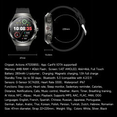 AI Smartwatch with TWS Earbuds, 1.43" AMOLED Display, Bluetooth 5.3, Heart Rate & Sleep Monitoring, NFC, IP67 Waterproof, Multi-Language Fitness Watch RC-SW011