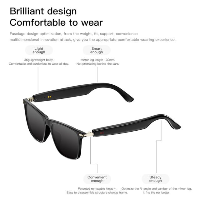 AI Smart Audio Glasses with Translation, HD Photo & Video Recording, Bluetooth Music & Call, Waterproof Sunglasses with Long Battery Life,RC-SG007