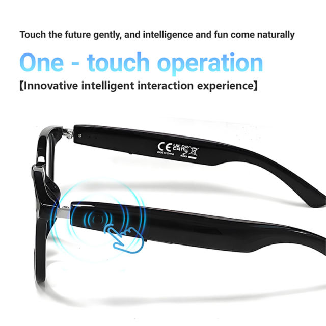 AI Smart Translation Glasses with Bluetooth Calling, Music, Voice Assistant, UV400 Blue Light Blocking, Touch Control, Waterproof Eyewear for Travel &amp; Business，RC-SG009