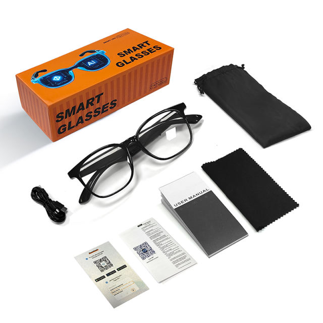 AI Smart Translation Glasses with Bluetooth Calling, Music, Voice Assistant, UV400 Blue Light Blocking, Touch Control, Waterproof Eyewear for Travel &amp; Business，RC-SG009