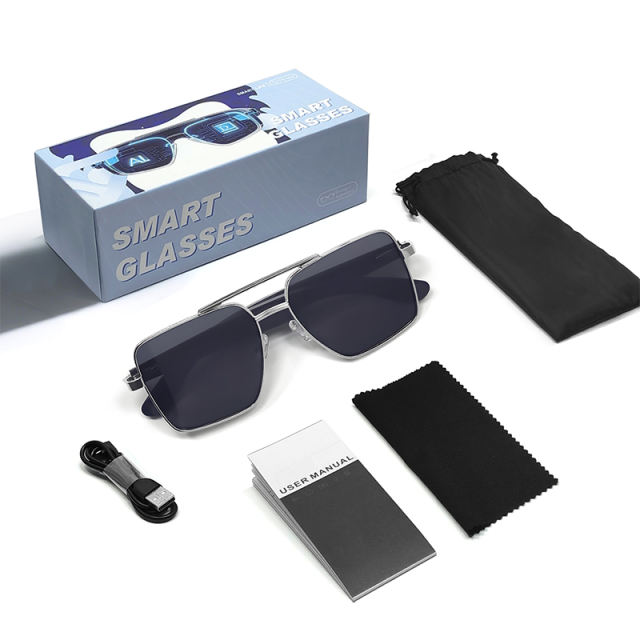 Smart AI Translator Bluetooth Sunglasses with Music Playback, Hands-Free Calling, UV400 Protection, Touch Control & Magnetic Charging, RC-SG008