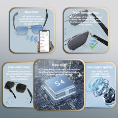 Smart AI Translator Bluetooth Sunglasses with Music Playback, Hands-Free Calling, UV400 Protection, Touch Control & Magnetic ChargingRC-SG008