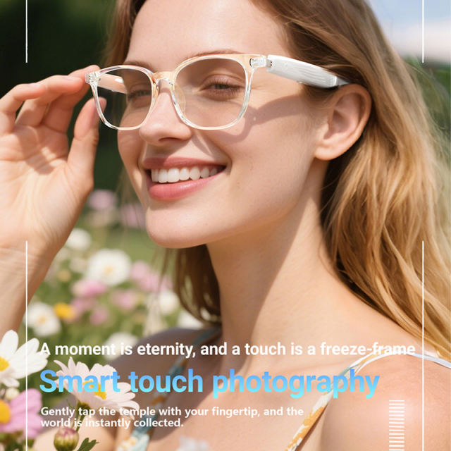 AI Smart Translation Glasses with Bluetooth Calling, Music, Voice Assistant, UV400 Blue Light Blocking, Touch Control, Waterproof Eyewear for Travel &amp; Business，RC-SG009