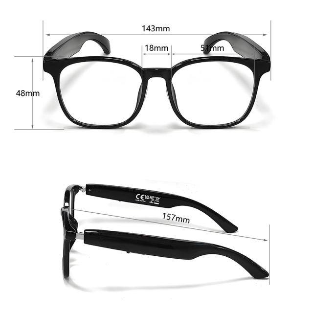 AI Smart Translation Glasses with Bluetooth Calling, Music, Voice Assistant, UV400 Blue Light Blocking, Touch Control, Waterproof Eyewear for Travel &amp; Business，RC-SG009