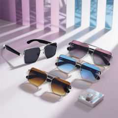 Smart AI Translator Bluetooth Sunglasses with Music Playback, Hands-Free Calling, UV400 Protection, Touch Control & Magnetic Charging, RC-SG008