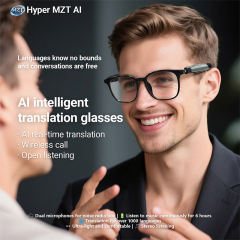 AI Smart Translation Glasses with Bluetooth Calling, Music, Voice Assistant, UV400 Blue Light Blocking, Touch Control, Waterproof Eyewear for Travel &amp; Business，RC-SG009