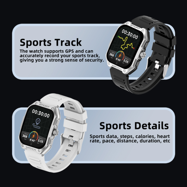 Smart AI Watch with GPS, 123 Sports Modes, Bluetooth Call, 7-Day Battery, IP68 Waterproof, 1.83" AMOLED Display, RC-SW002
