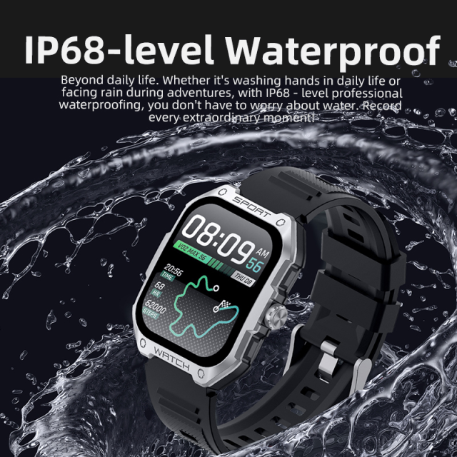 Smart AI Watch with GPS, 123 Sports Modes, Bluetooth Call, 7-Day Battery, IP68 Waterproof, 1.83" AMOLED Display, RC-SW002