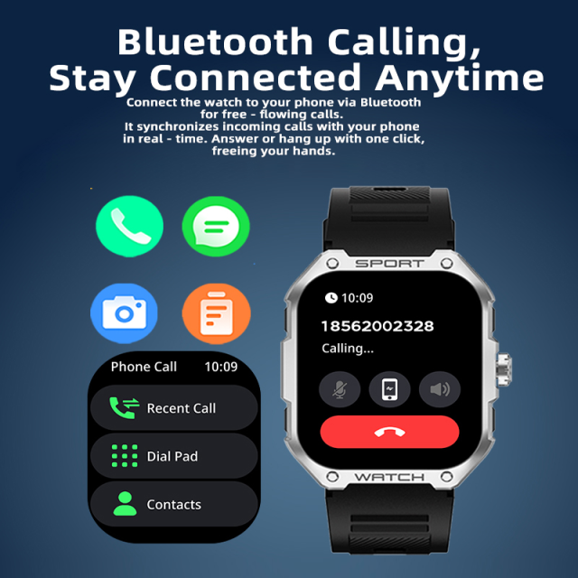 Smart AI Watch with GPS, 123 Sports Modes, Bluetooth Call, 7-Day Battery, IP68 Waterproof, 1.83" AMOLED Display, RC-SW002