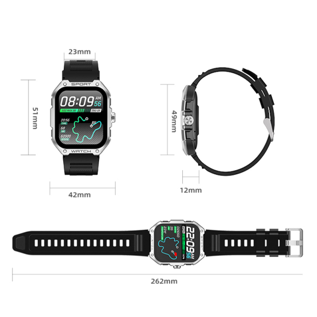 Smart AI Watch with GPS, 123 Sports Modes, Bluetooth Call, 7-Day Battery, IP68 Waterproof, 1.83" AMOLED Display, RC-SW002