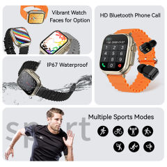 3-in-1 Smartwatch with TWS Earbuds &amp; MP3 Player, 1.96" HD Screen, Bluetooth 5.3, Heart Rate &amp; Sleep Monitor, Fitness Tracker, IP67 Waterproof, RC-SW008