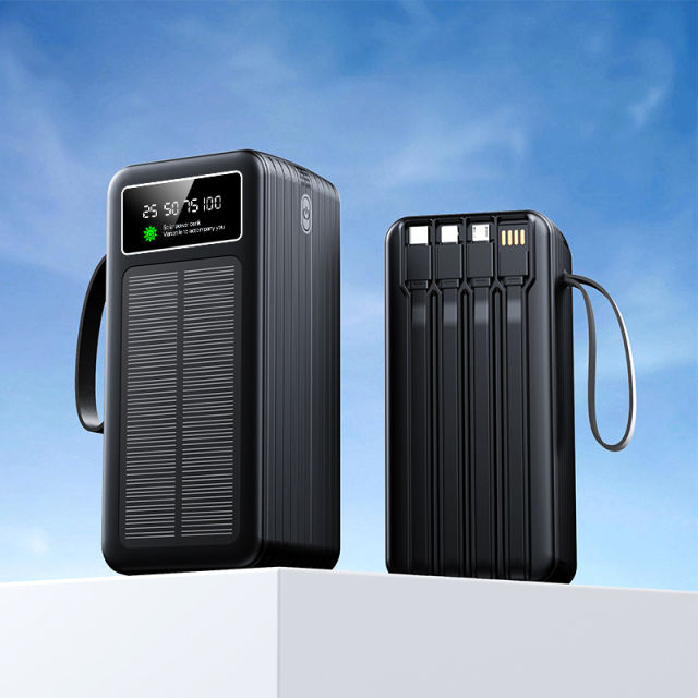 60000mAh Solar Power Bank with Built-in 4 Cables, 7 Outputs & 3 Inputs | Fast Charging Portable Charger for Phones & Tablets RC-SP016