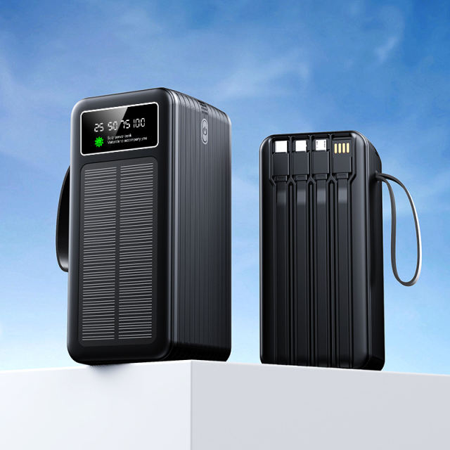 60000mAh Solar Power Bank with Built-in 4 Cables, 7 Outputs & 3 Inputs | Fast Charging Portable Charger for Phones & Tablets RC-SP016