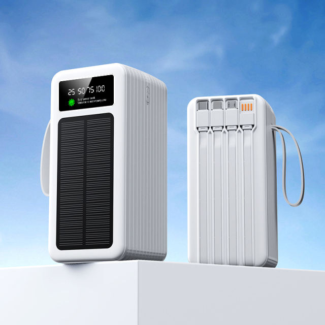 60000mAh Solar Power Bank with Built-in 4 Cables, 7 Outputs & 3 Inputs | Fast Charging Portable Charger for Phones & Tablets RC-SP016
