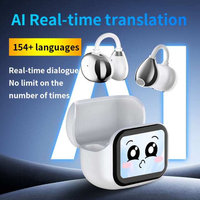 PLUS Smart AI Translation Wireless Earbuds with Color Touch Screen | ENC+ANC Noise Cancelling | Bluetooth 5.4 Headphones for Music &amp; Calls RC-AE08