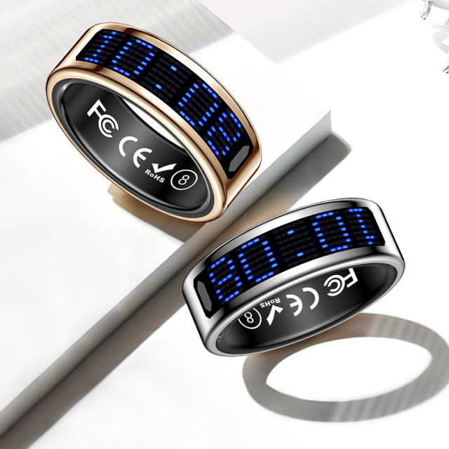 AI Smart Health Ring with Screen Display | Heart Rate, Blood Oxygen, Sleep Monitoring &amp; Call Reminder | Waterproof Fitness Tracker， RC-SR005