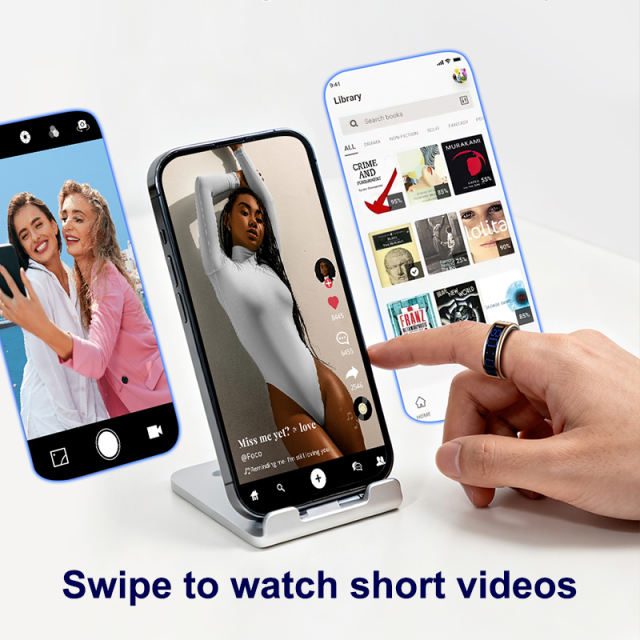 AI Smart Health Ring with Screen Display | Heart Rate, Blood Oxygen, Sleep Monitoring &amp; Call Reminder | Waterproof Fitness Tracker， RC-SR005