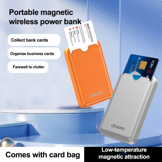 Maesafe 5-in-1 Magnetic Card Wallet &amp; 5000mAh Power Bank - 15W Fast Wireless Charging, Slim &amp; Portable，RC-WP039
