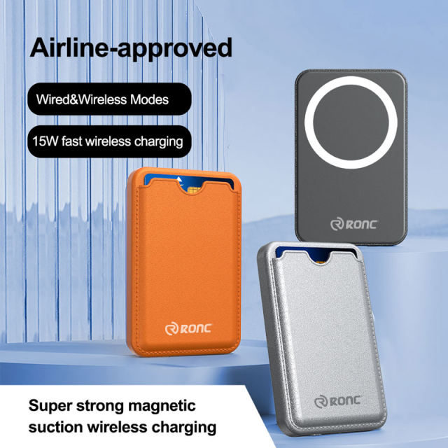 Maesafe 5-in-1 Magnetic Card Wallet &amp; 5000mAh Power Bank - 15W Fast Wireless Charging, Slim &amp; Portable，RC-WP039