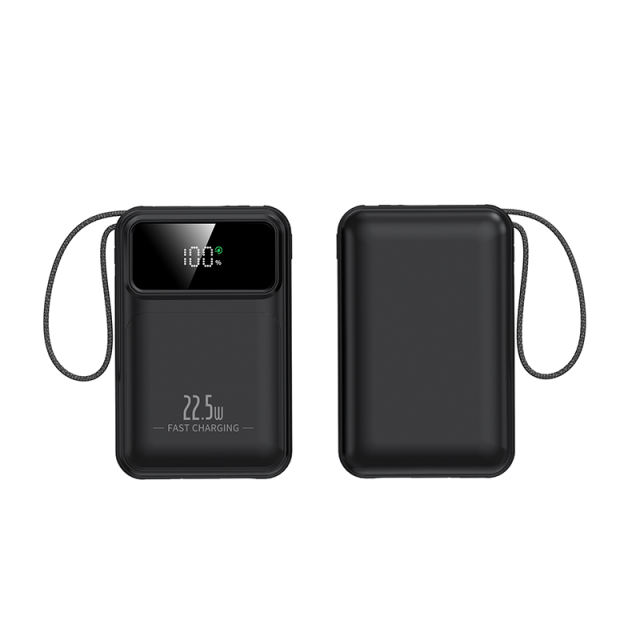 20000mAh Mini Power Bank 22.5W Super Fast Charging, Dual Woven Cables, Graphene Cooling, AI Temperature Control, Portable PD20W Charger for iPhone & Android，RC-PD90