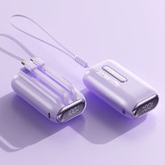 22.5W Fast Charging Power Bank 10000mAh Mini Portable Charger with Built-in Dual Cables, Smart LED Display, ABS+PC Lightweight Design，RC-PD87