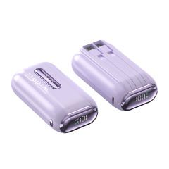 22.5W Fast Charging Power Bank 10000mAh Mini Portable Charger with Built-in Dual Cables, Smart LED Display, ABS+PC Lightweight Design，RC-PD87