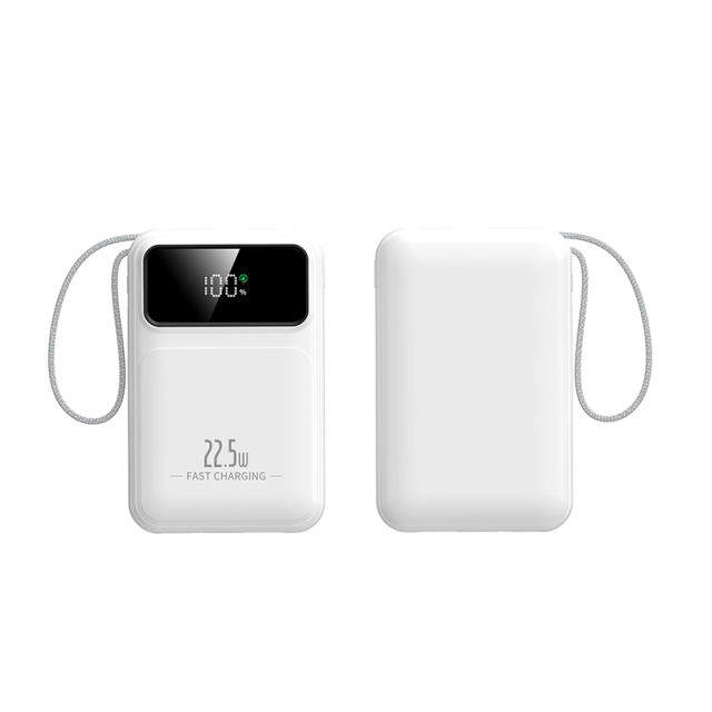 20000mAh Mini Power Bank 22.5W Super Fast Charging, Dual Woven Cables, Graphene Cooling, AI Temperature Control, Portable PD20W Charger for iPhone & Android，RC-PD89