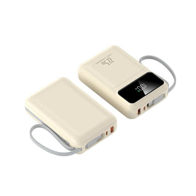 20000mAh Mini Power Bank 22.5W Super Fast Charging, Dual Woven Cables, Graphene Cooling, AI Temperature Control, Portable PD20W Charger for iPhone & Android，RC-PD89