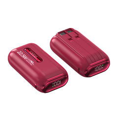 22.5W Fast Charging Power Bank 10000mAh Mini Portable Charger with Built-in Dual Cables, Smart LED Display, ABS+PC Lightweight Design，RC-PD87