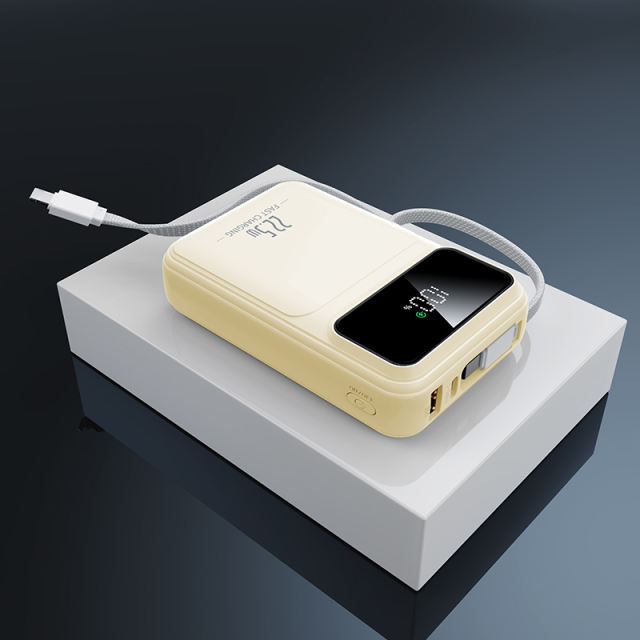 20000mAh Mini Power Bank 22.5W Super Fast Charging, Dual Woven Cables, Graphene Cooling, AI Temperature Control, Portable PD20W Charger for iPhone & Android，RC-PD89