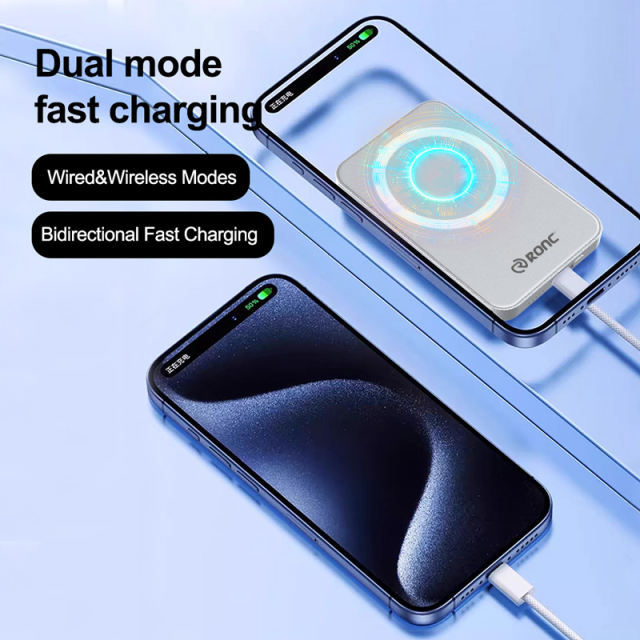 Maesafe 5-in-1 Magnetic Card Wallet &amp; 5000mAh Power Bank - 15W Fast Wireless Charging, Slim &amp; Portable，RC-WP039