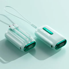 22.5W Fast Charging Power Bank 10000mAh Mini Portable Charger with Built-in Dual Cables, Smart LED Display, ABS+PC Lightweight Design，RC-PD87