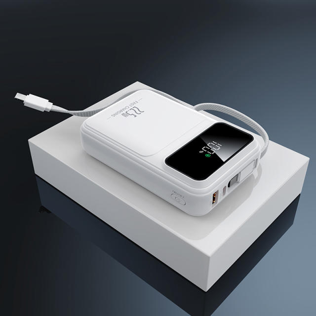 20000mAh Mini Power Bank 22.5W Super Fast Charging, Dual Woven Cables, Graphene Cooling, AI Temperature Control, Portable PD20W Charger for iPhone & Android，RC-PD89