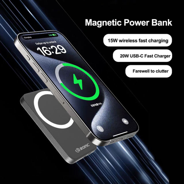 Maesafe 5-in-1 Magnetic Card Wallet &amp; 5000mAh Power Bank - 15W Fast Wireless Charging, Slim &amp; Portable，RC-WP039