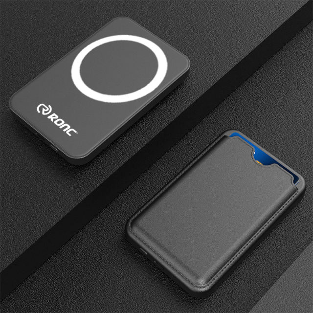 Maesafe 5-in-1 Magnetic Card Wallet &amp; 5000mAh Power Bank - 15W Fast Wireless Charging, Slim &amp; Portable，RC-WP039