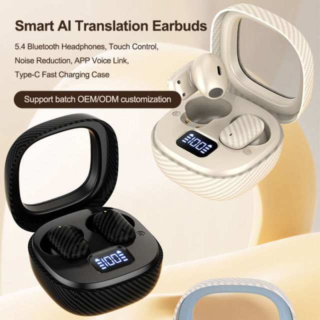 AI Translation Wireless Earbuds 5.4 Bluetooth | 13mm Bass Boost Driver | ENC Clear Call | Low-Latency Gaming Earphones | 180-Day Standby | Smart Voice Link APP， RC-AE11