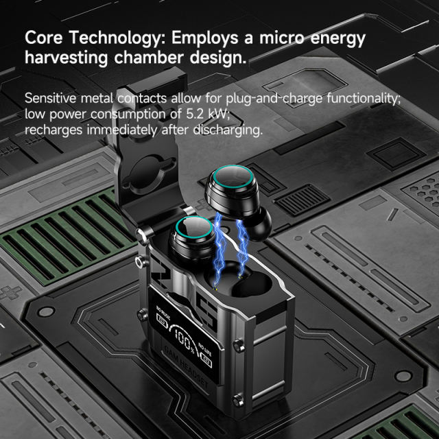 New Hard-Shell Sci-Fi Mecha AI Smart Earbuds | 180H Battery | Bluetooth 5.4 | IPX7 Waterproof | Magnetic Case | 360° Panoramic Sound | APP Smart Link | CVC8.0 Noise Reduction  RC-AE12