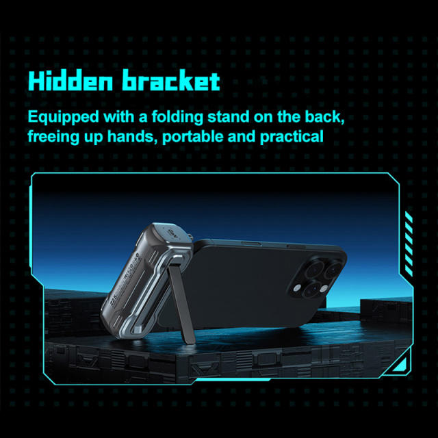 Mech-Style 5000mAh Mini Power Bank with 22.5W Fast Charging | Built-in Foldable Type-C Plug & LED Power Display | Portable Charger with Hidden Kickstand，RC-PD91