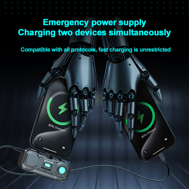 Mech-Style 5000mAh Mini Power Bank with 22.5W Fast Charging | Built-in Foldable Type-C Plug & LED Power Display | Portable Charger with Hidden Kickstand，RC-PD91