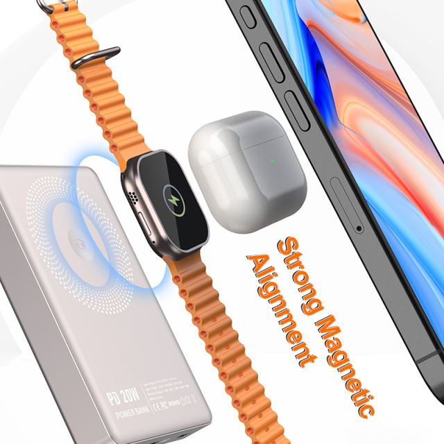 3-in-1 Magnetic Wireless Power Bank 5000mAh / 10000mAh | Ultra-Slim 8.5mm | PD 20W Fast Charging | Low-Temperature Safe Charging | Foldable 360° Stand，RC-WP040