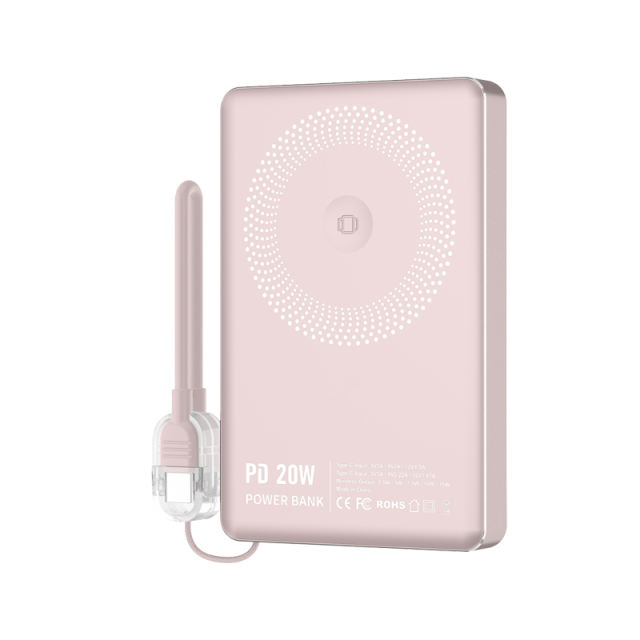3-in-1 Magnetic Wireless Power Bank 5000mAh / 10000mAh | Ultra-Slim 8.5mm | PD 20W Fast Charging | Low-Temperature Safe Charging | Foldable 360° Stand，RC-WP040