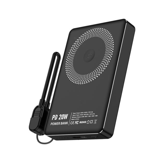 3-in-1 Magnetic Wireless Power Bank 5000mAh / 10000mAh | Ultra-Slim 8.5mm | PD 20W Fast Charging | Low-Temperature Safe Charging | Foldable 360° Stand，RC-WP040