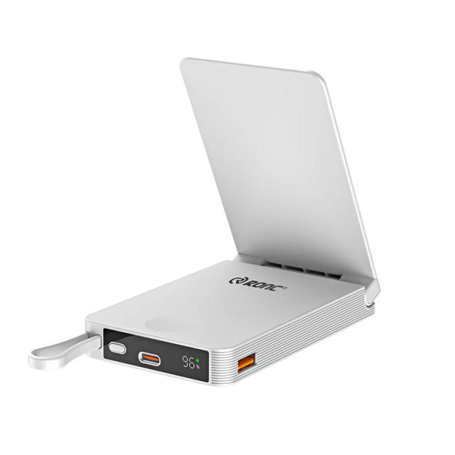 Foldable Magnetic Wireless Power Bank 10000mAh, 15W MagSafe Charger, PD 20W Fast Charging, Built-in Cable, Low-Temperature Design, Aluminum Alloy Body RC-WP042